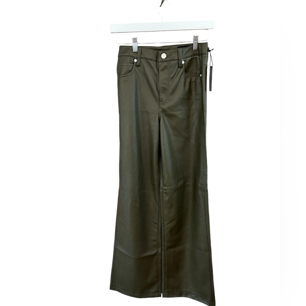 BlankNYC Franklin Ribcage Wide leg Pants in Green sizes 24/31 Faux Leather Nwot - Picture 2 of 9